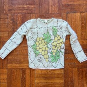 Vintage Angora Knit Green Grapes Sweater